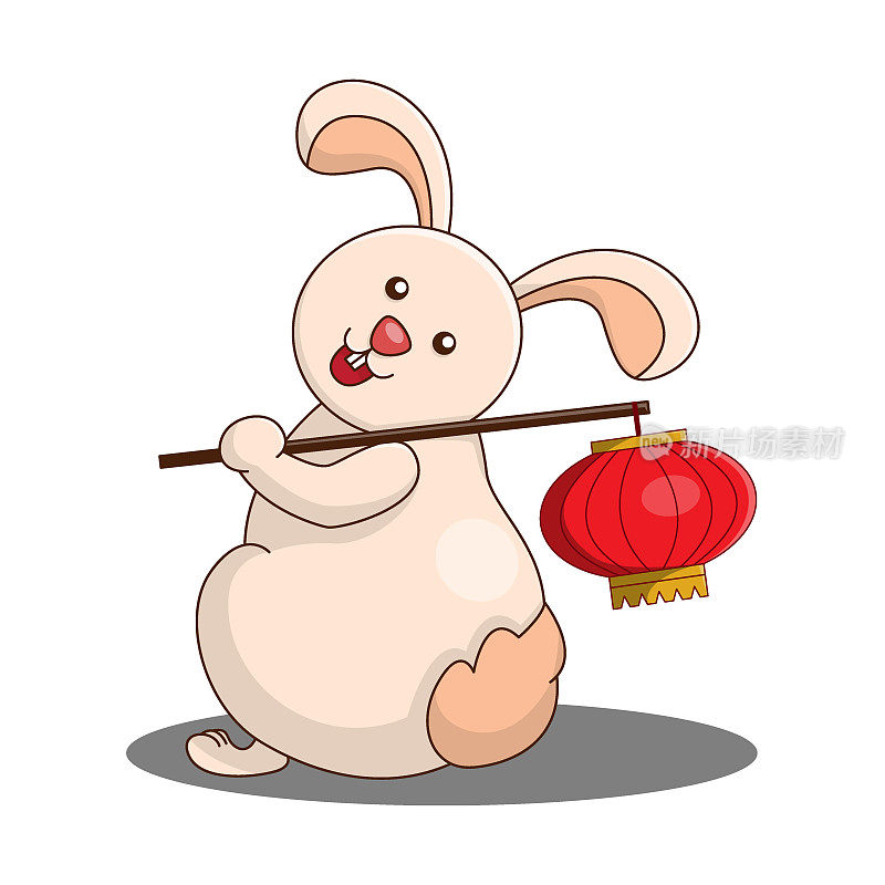 rabbit with lantern chinese new year